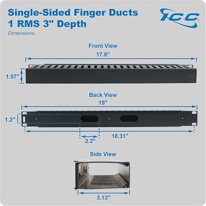 ICC 1U Finger Duct Cable Manager Panel - Image 7