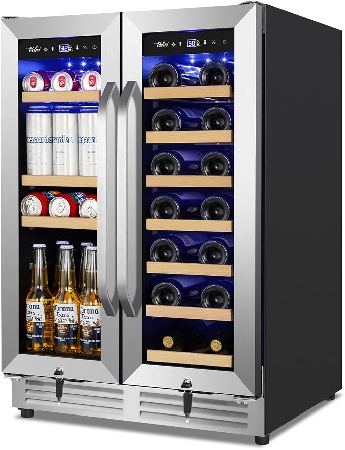 Wine and Beverage Refrigerator Upgraded, 24 Inch Beverage Refrigerator Cooler by Velieta-SpecialistinFridge