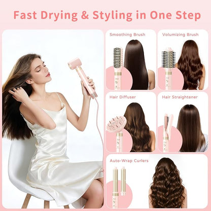 Hair Dryer Brush 8-in-1 Dual Voltage Hot Air Styler – Fast-Drying 110, 000 RPM - Image 2