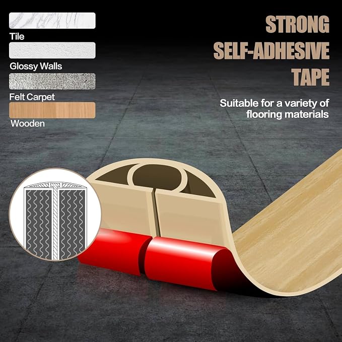 Floor Cord Cover Self Adhesive Cord Hider, 3.3FT Cable Management, Extension - Image 4
