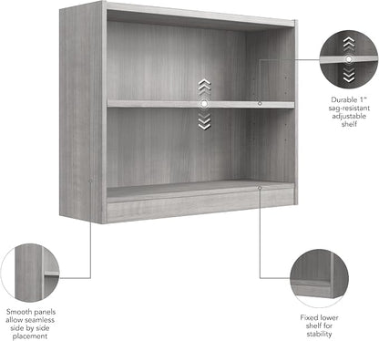 Bush Furniture Universal Small 2 Shelf Bookcase in Platinum Gray, Low Storage - Image 6