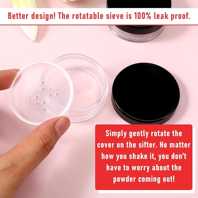 2 PCS 10ml/0.34oz Plastic Empty Travel Small Loose Powder Compact - Image 4