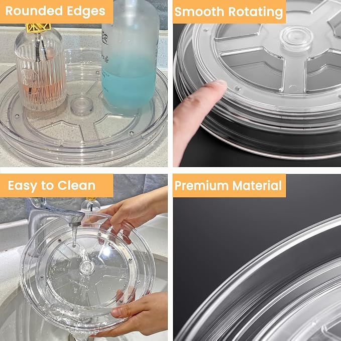vacane 2 Pack Clear Lazy Susan Organizer Turntable - Image 5