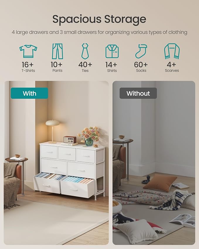 SONGMICS Dresser for Bedroom, Chest of Drawers, TV Stand, 7 Non-Woven Fabric - Image 4