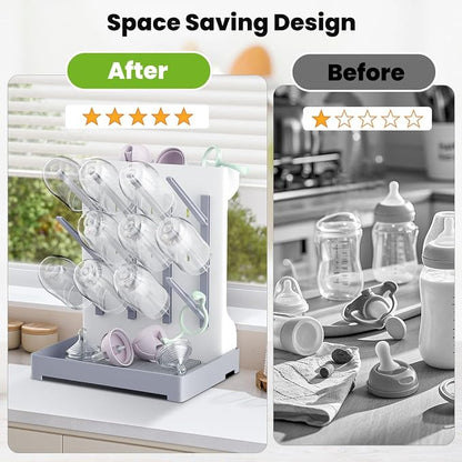 Baby Bottle Drying Rack: Vertical Space Saving Large Bottles Holder - Image 3