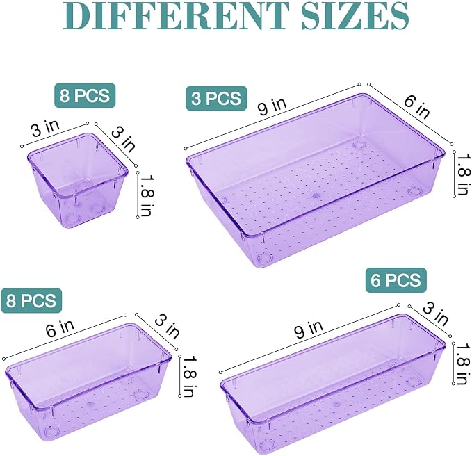 25 PCS Drawer Organizer Set, 4 Varied Size Bathroom and kitchen Drawer cabinet - Image 2