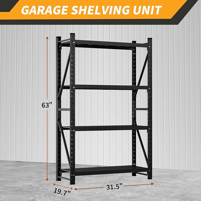 63" H Storage Garage Shelving Unit, 2500LBS Heavy Duty Metal Shelves - Image 3
