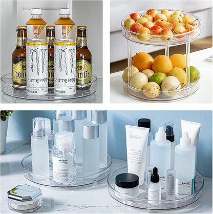URALFA 2 Tier Lazy Susan Turntable, 9 Inch Clear Tiered Lazy Susan Organizer - Image 5