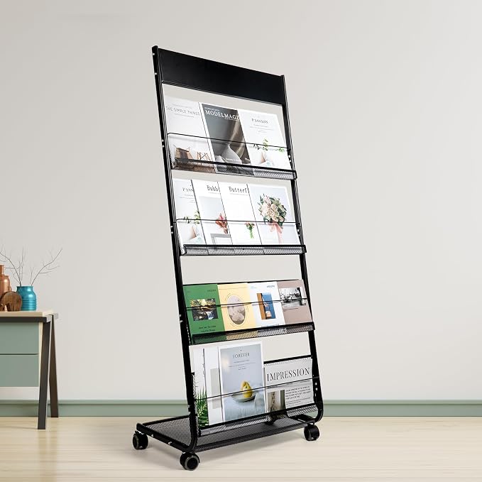 Floor Magazine Rack Brochure Display Stand 4-Layer by Unknown
