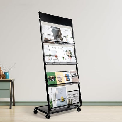 Floor Magazine Rack Brochure Display Stand 4-Layer by Unknown