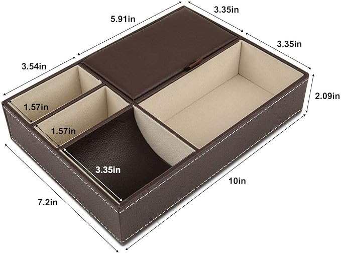 Baoyun Leather Valet Tray for Men, Mens Jewelry Organizer Box, Mens Nightstand - Image 6