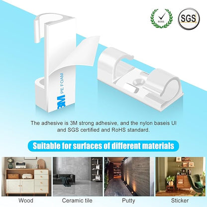 XHF 35pcs Large Self Adhesive Cable Clips White, Wire Clips Cable Management - Image 2
