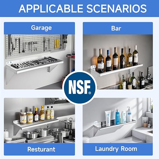 ROCKPOINT Stainless Steel Shelf 10 x 36 Inches 240lb, 2 Pack NSF Metal - Image 6