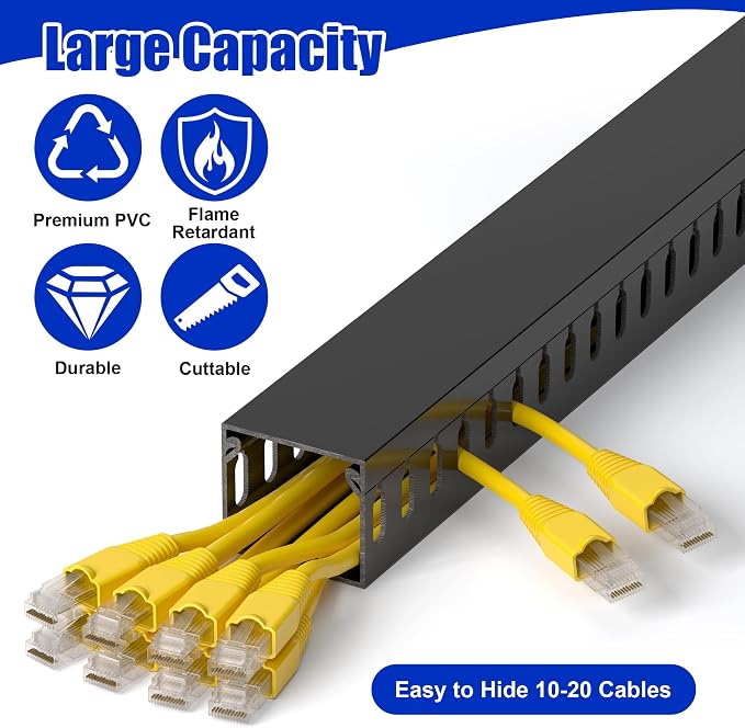 ZhiYo H1.4 x W1.6in Server Rack Cable Management Raceway, 94.5in Cable Raceway - Image 3