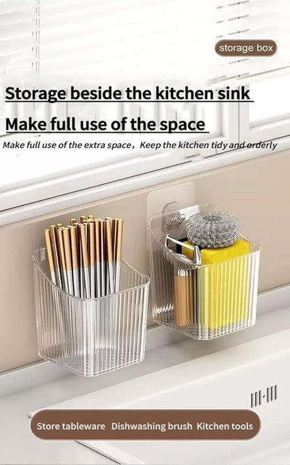 6Pack Wall Mount Organizer, Adhesive Cabinet Door Storage Bins, Stackable - Image 3