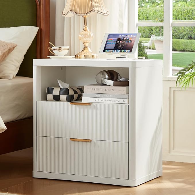 LEYAOYAO Fluted Farmhouse Nightstand Set of 2 - Image 2