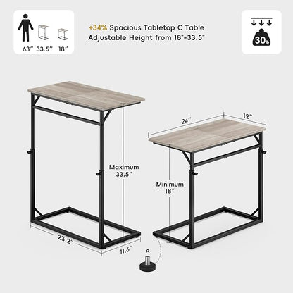 Vagusicc C Shaped End Table, 33.5"Tall Side Table - Image 3