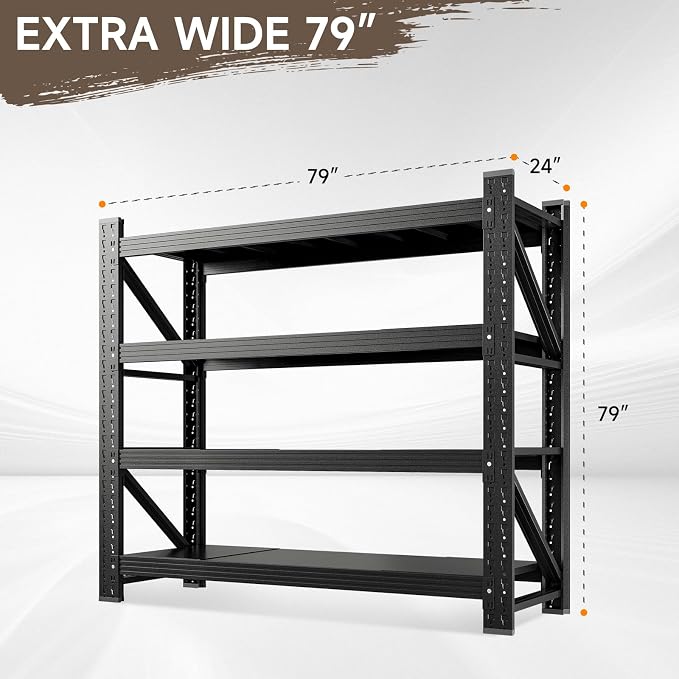 7000LBS Metal Garage Shelving Unit 79" W Storage Shelves Heavy Duty 4 Tier - Image 2