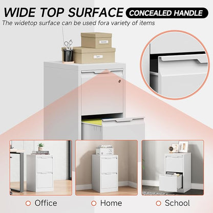 Metal Filing Cabinet with Lock, Vertical File Cabinet 2 Drawer, Lockable File - Image 8