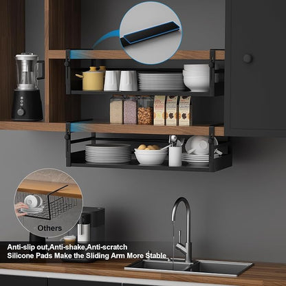 2Pack Under Shelf Basket Organizer, Adjustable Under Cabinet Shelf Storage - Image 6