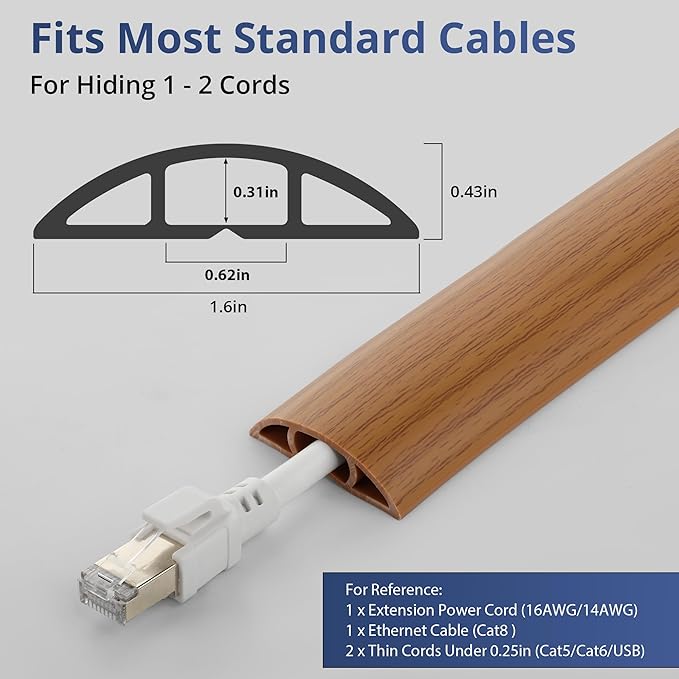 ZhiYo 10ft Cord Covers for Wires on Floor, Cord Hider Floor Hide Extension Cords - Image 2