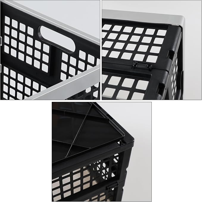 3 Pack 42 L Large Plastic Collapsible Storage Crates, Stackable Folding Milk - Image 3