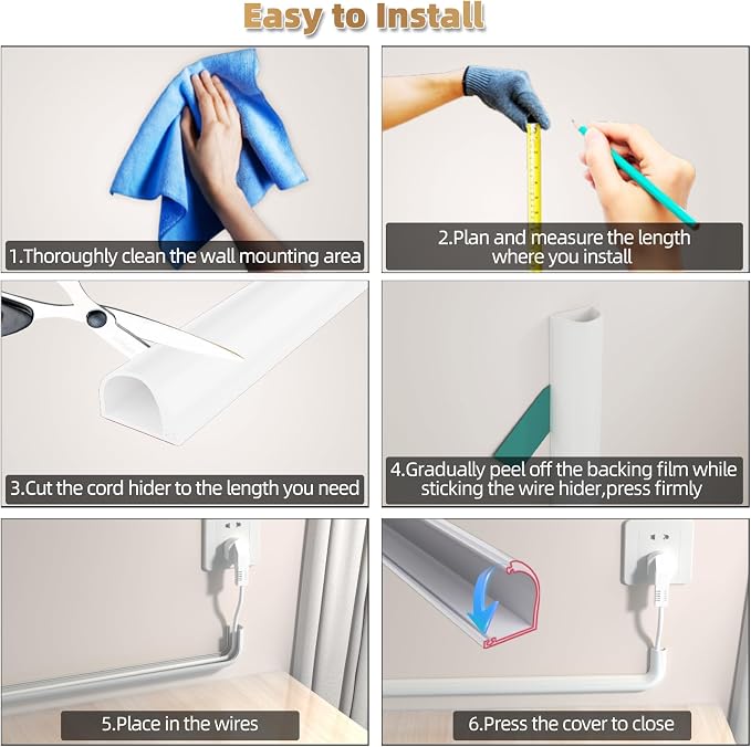118" Side Open One Cord Hider for Wall Mounted Tv, Extension Cable Cover to - Image 9