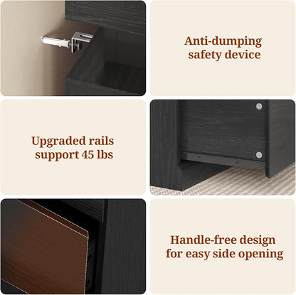 Tall Black 8 Dresser for Bedroom, Sliding Top Storage Space, Modern Wood Drawers - Image 9