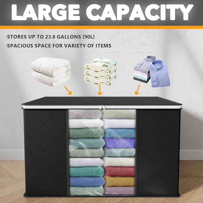 SpaceAid 8 Pack 90L Clothing Storage Bags, Heavy Duty Closet Storage Bins - Image 3