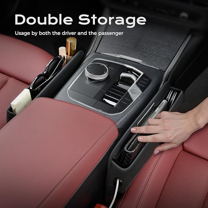 Coverado Universal Car Seat Gap Filler Organizer, Premium Suede Leather Car - Image 8