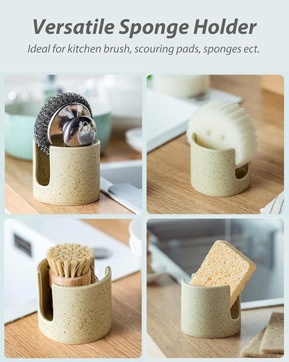 Sponge Holder for Kitchen Sink, Ceramic Dish Sponge Holder Sink Caddy Compact - Image 4