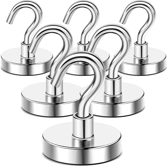 DIYMAG 6 Packs Magnetic Hooks, 170 Lb Heavy Duty Neodymium Magnets by DIYMAG