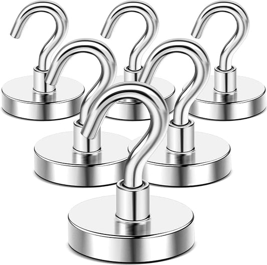 DIYMAG 6 Packs Magnetic Hooks, 170 Lb Heavy Duty Neodymium Magnets by DIYMAG