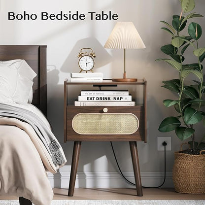 Nightstand Set of 2, Rattan Night Stands - Image 7