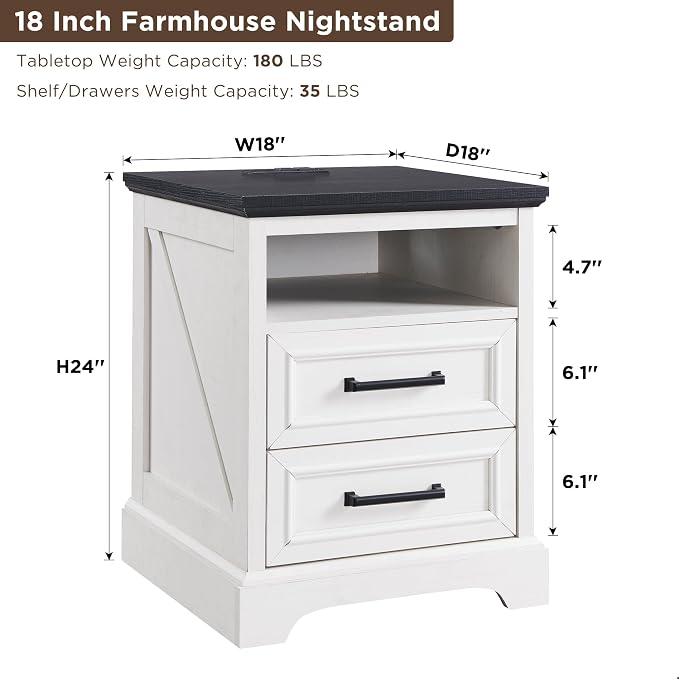 ACCOHOHO 18" Farmhouse Nightstand Set of 2 - Image 2