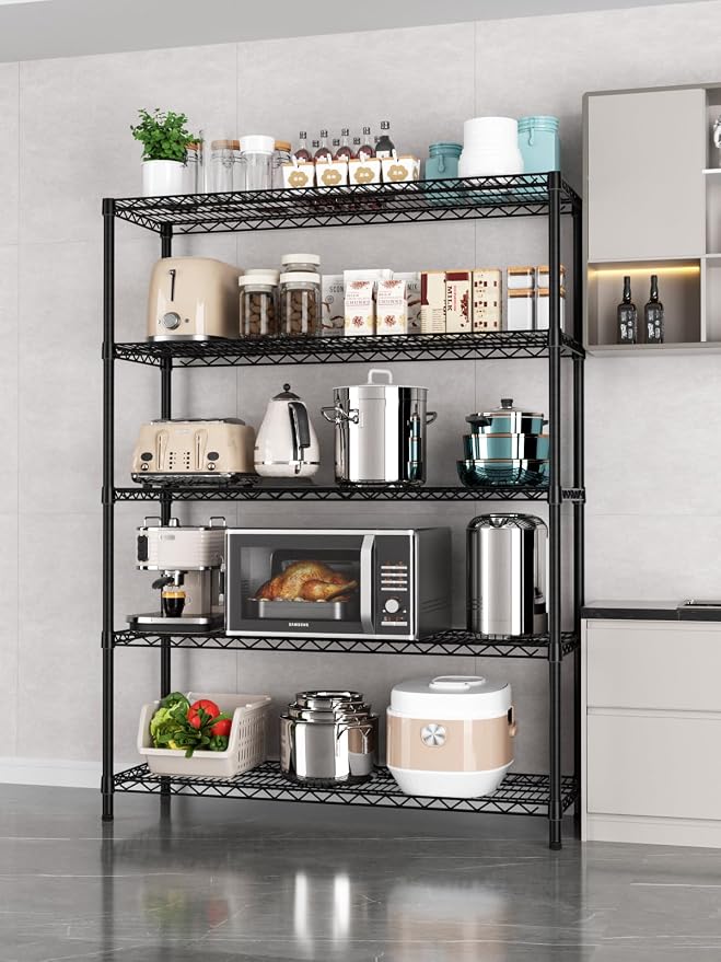 5 Tier Adjustable Storage Shelves Heavy Duty Metal Utility Shelf 1750LBS - Image 2
