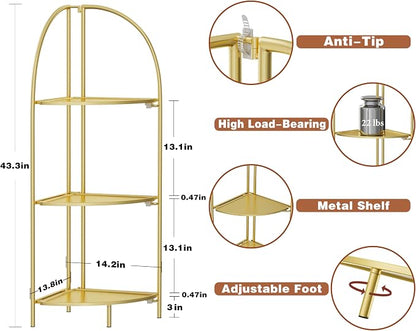 Crofy Foldable 3 Tier Corner Shelf, Metal Corner Plant Stand - Image 3