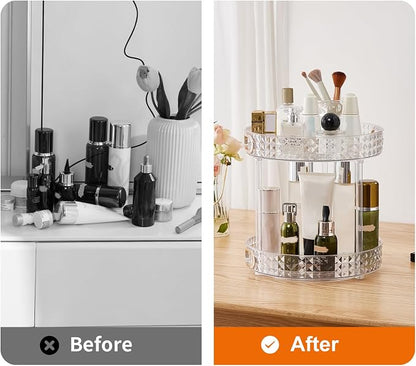 360° Rotating Makeup Organizer, 2 Tier Large Perfume Organizers - Image 3