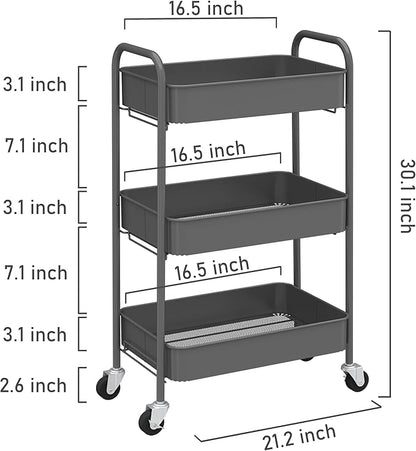 CAXXA 3-Tier Rolling Metal Storage Organizer - Image 2