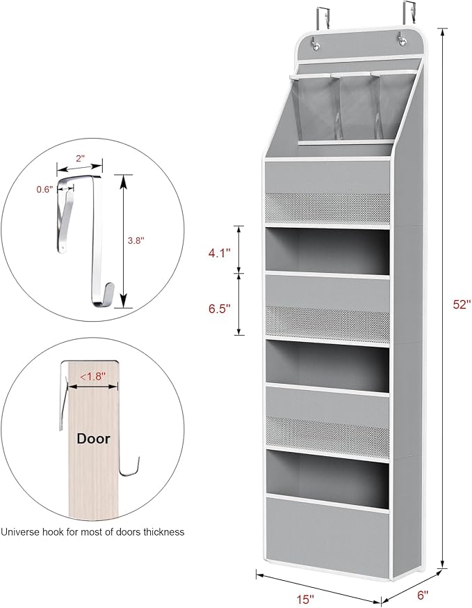 Univivi 5-Shelf Fabric Door Storage Over Door Hanging Organizer - Image 3