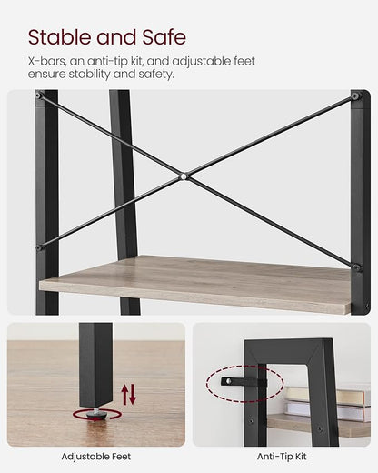 VASAGLE Ladder Shelf, 4-Tier Bookshelf, Storage Rack, Bookcase - Image 5