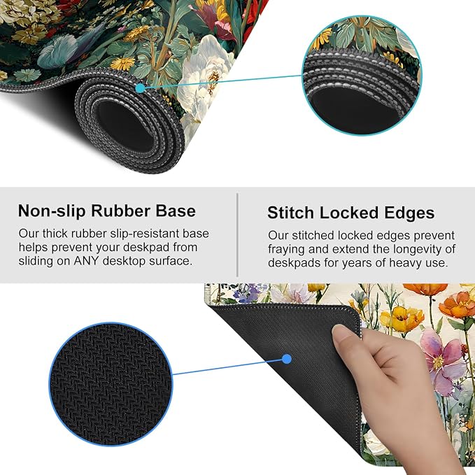 Vintage Oil Painting Floral Mouse Pad – Large Extended Desk Mat 35.43 x 15.75 - Image 5