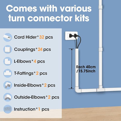 500in Cord Hider Kit, Cord Covers - Image 4