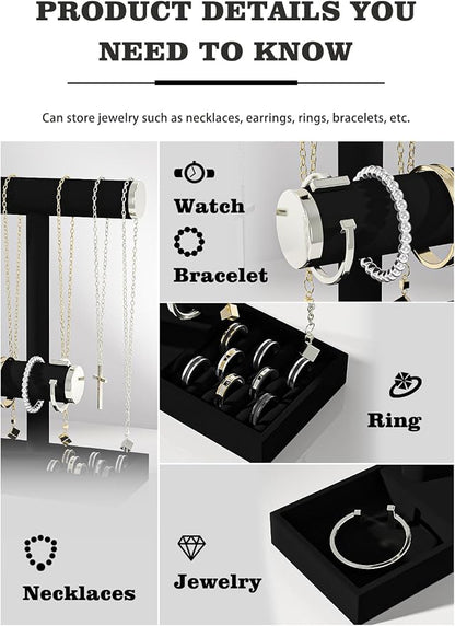 Bracelet and Necklace Holder, Velvet Jewelry Necklace Display Organizer Stand - Image 3