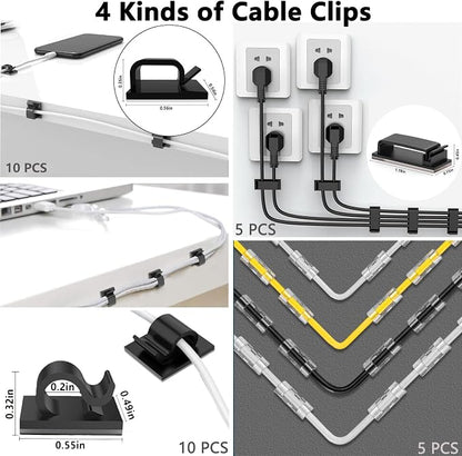 ELII 302PCS Cable Management Kit 4 Cable Sleeve, 45Cable Clips, 11Cable Holders - Image 4