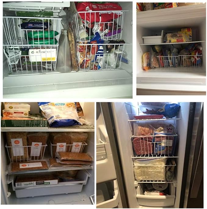 16Lx12W inch Wider Freezer Storage Organizer Baskets Container, Deep Metal Wire - Image 5