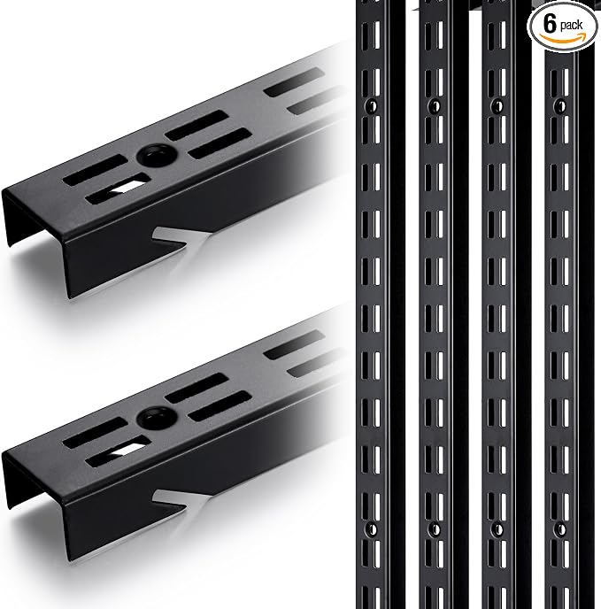 6 Pcs 47.5 Inches Shelf Rails Bracket Track Upright Closet System Hardware by Unknown