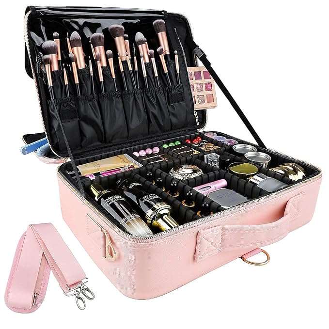 gzcz Large Capacity Travel Makeup Case Organizer, Professional Cosmetic Bags - Image 9