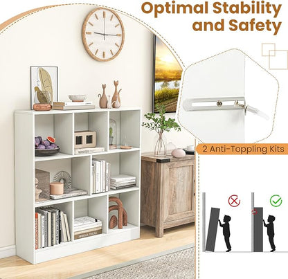 Giantex 8 Cube Bookcase, 4-Tier Freestanding Bookshelf w/ 8 Open Compartments - Image 4