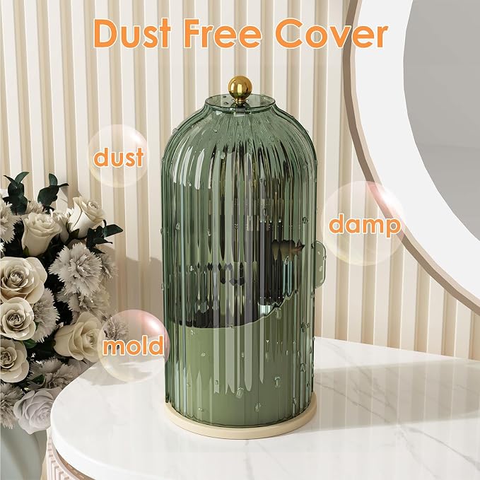 Makeup Brush Holder with Lid 360 Rotating Clear Dustproof Make Up Organizers - Image 4